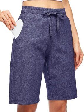 Willit Stretch Women's Shorts 10" Cotton Bermuda Shorts Bluish Violet - XL